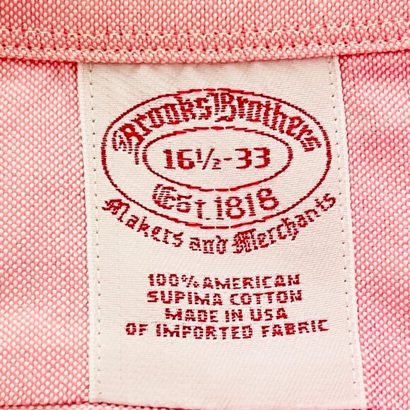 Brooks Brothers Men's Long Sleeve Pink Shirt Size 16.5/33 Button-Down Collar - Picture 7 of 10